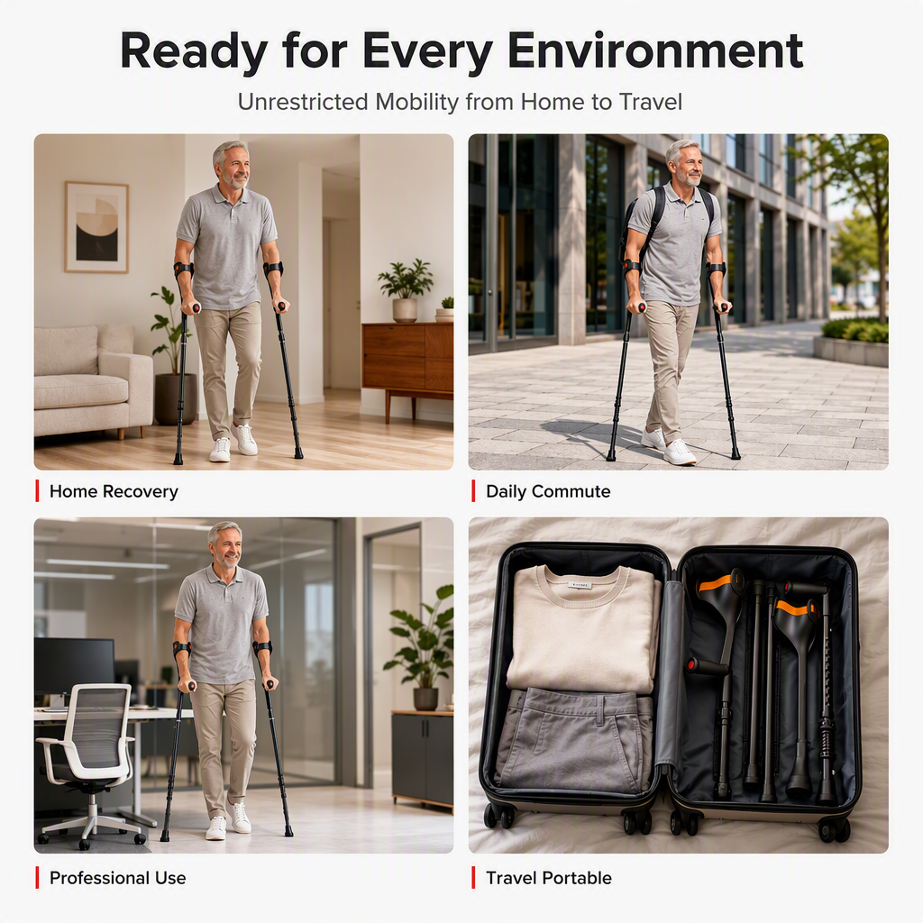 ⏳🔥LIMITED-TIME 49% OFF! ⏰💪 Folding Forearm Crutches – Non-slip & mobility aid ✨