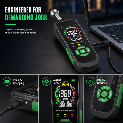 📢📢49% OFF !! ⏰MT68 Pinless Spherical Sensor Moisture Meter for Wall Plaster Putty Masonry and Tile Leakage Testing