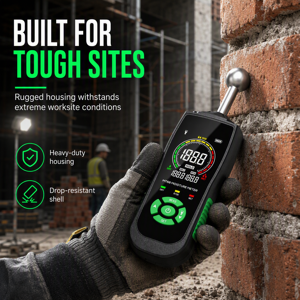 📢📢49% OFF !! ⏰MT68 Pinless Spherical Sensor Moisture Meter for Wall Plaster Putty Masonry and Tile Leakage Testing