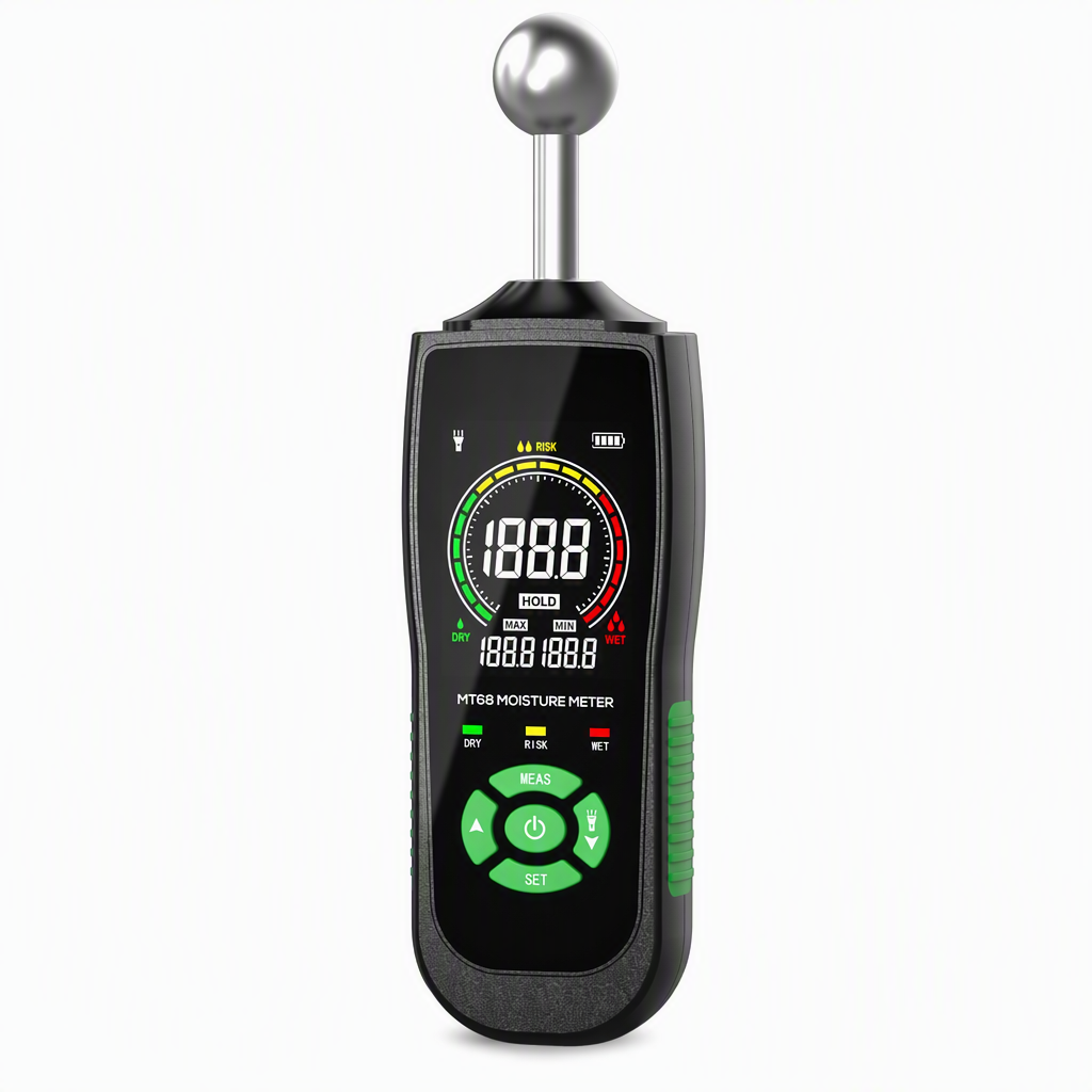 📢📢49% OFF !! ⏰MT68 Pinless Spherical Sensor Moisture Meter for Wall Plaster Putty Masonry and Tile Leakage Testing