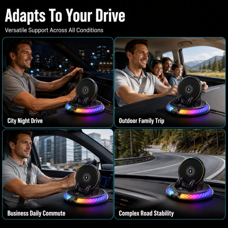 🏆Limited-time 49% OFF📱Universal Car Wireless Charging Phone Mount with RGB Light