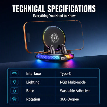 🏆Limited-time 49% OFF📱Universal Car Wireless Charging Phone Mount with RGB Light