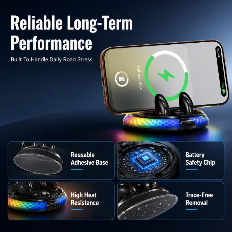 🏆Limited-time 49% OFF📱Universal Car Wireless Charging Phone Mount with RGB Light
