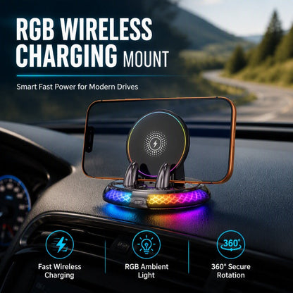 🏆Limited-time 49% OFF📱Universal Car Wireless Charging Phone Mount with RGB Light
