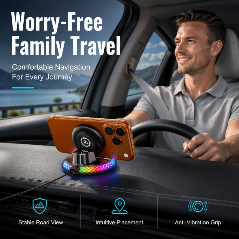 🏆Limited-time 49% OFF📱Universal Car Wireless Charging Phone Mount with RGB Light