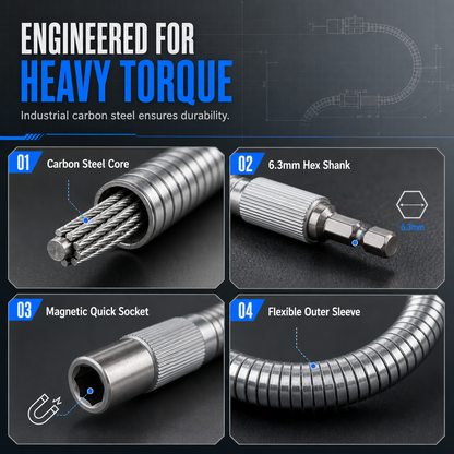 🔩 LIMITED-TIME 49% OFF! 💪 Universal Metal Flexible Shaft Extension Rod – 360° Bend, High Torque, Hex Fit ✨