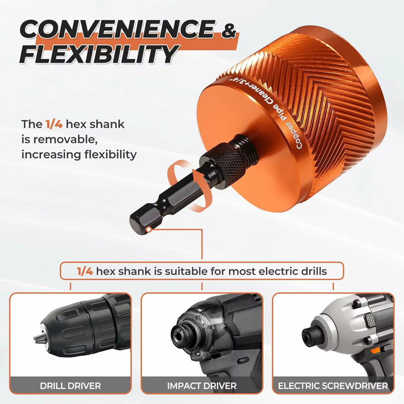✨Power Drill Copper Pipe Polishing Brush for Rust & Oxidation Removal