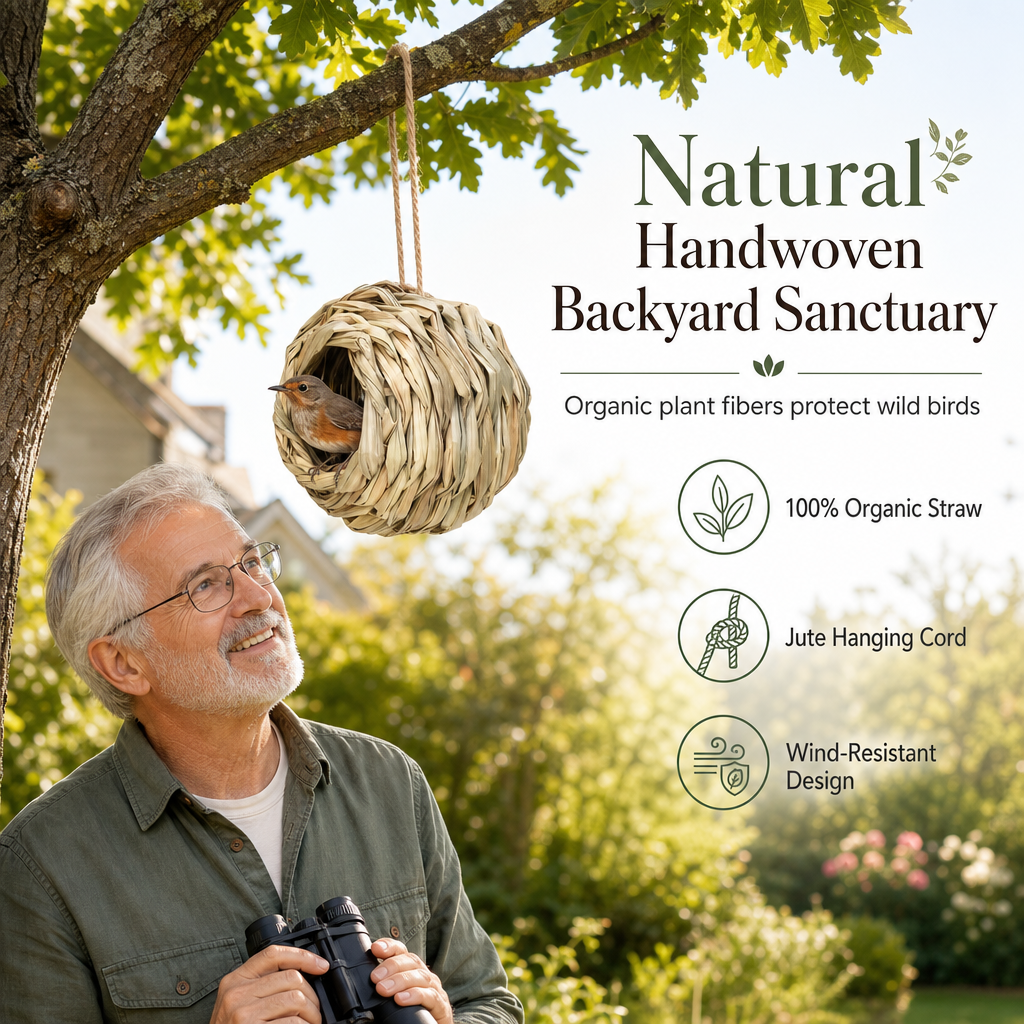 ⏳Time-Limited Special⏰Hand-Woven Spherical Straw Bird Nest | Dense-Weave Shelter Ornament for Backyard Birds🌾