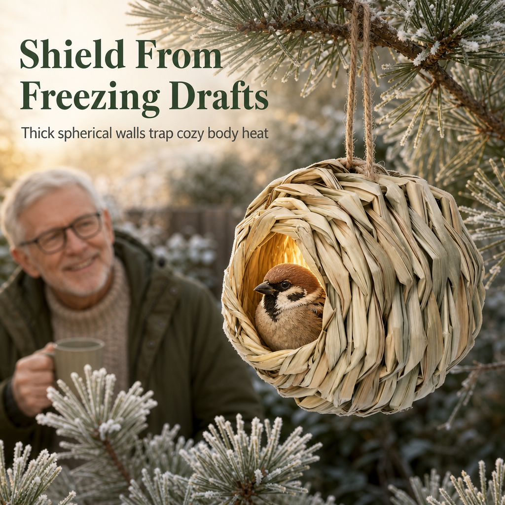 ⏳Time-Limited Special⏰Hand-Woven Spherical Straw Bird Nest | Dense-Weave Shelter Ornament for Backyard Birds🌾