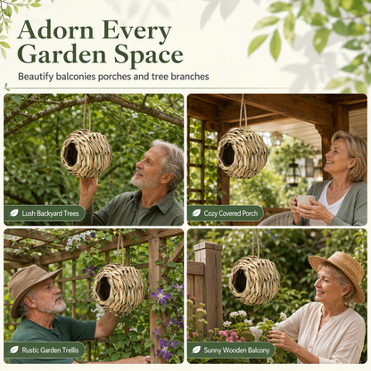 ⏳Time-Limited Special⏰Hand-Woven Spherical Straw Bird Nest | Dense-Weave Shelter Ornament for Backyard Birds🌾
