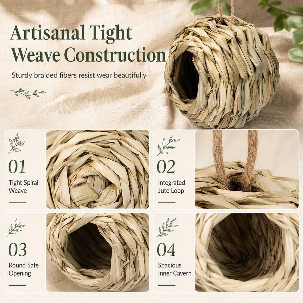 ⏳Time-Limited Special⏰Hand-Woven Spherical Straw Bird Nest | Dense-Weave Shelter Ornament for Backyard Birds🌾