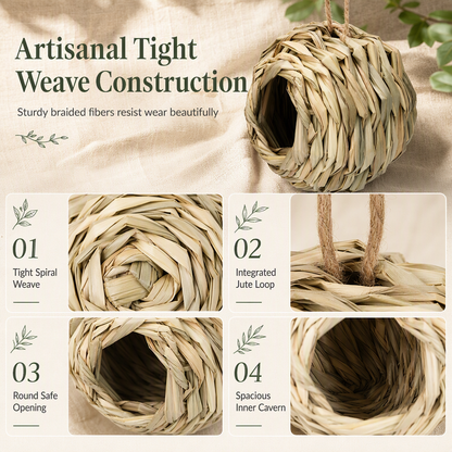 ⏳Time-Limited Special⏰Hand-Woven Spherical Straw Bird Nest | Dense-Weave Shelter Ornament for Backyard Birds🌾