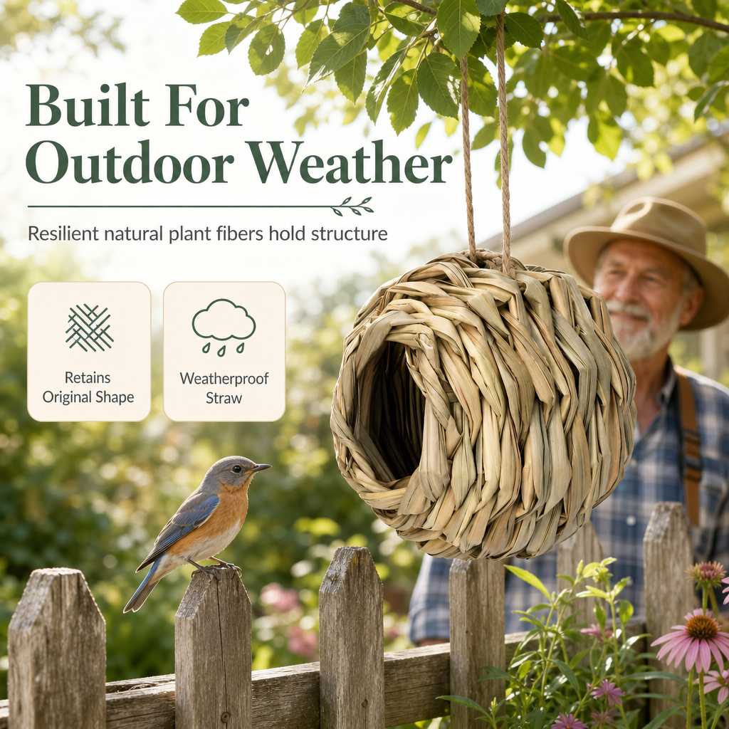 ⏳Time-Limited Special⏰Hand-Woven Spherical Straw Bird Nest | Dense-Weave Shelter Ornament for Backyard Birds🌾