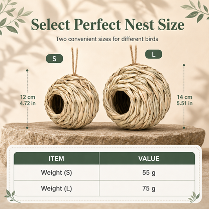 ⏳Time-Limited Special⏰Hand-Woven Spherical Straw Bird Nest | Dense-Weave Shelter Ornament for Backyard Birds🌾