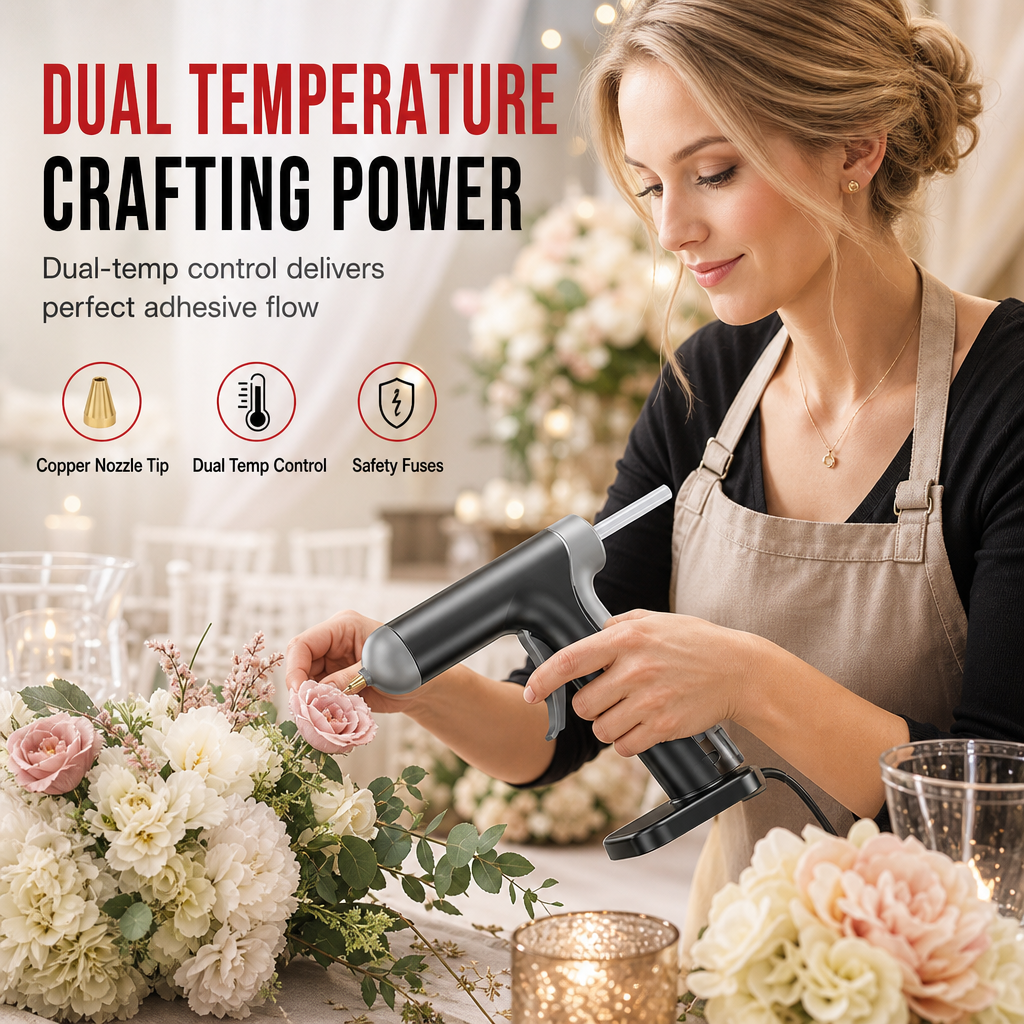 📢📢49% OFF !! ⏰Cordless Hot Melt Glue Gun Set with 2000mAh Rechargeable Battery and Copper Nozzle Includes 10 Glue Sticks for DIY Crafts and Home Use