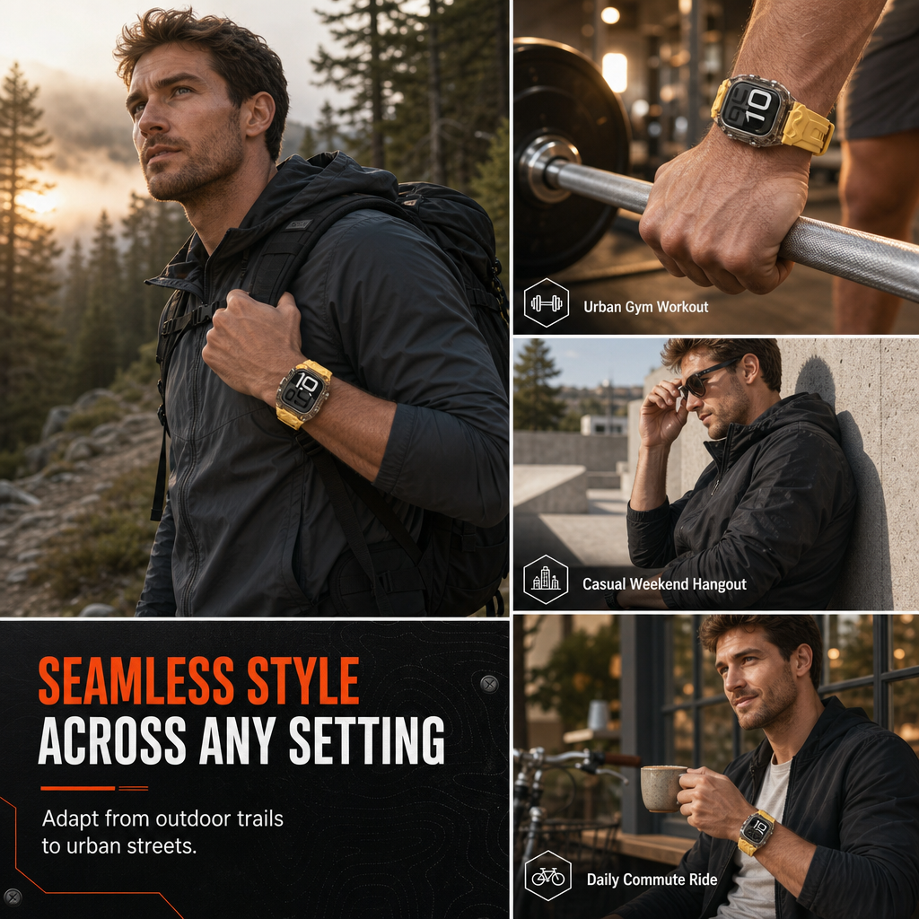 ⌚ LIMITED-TIME 49% OFF! 💥Integrated Smartwatch Band with Protective Case Color Blocking Translucent Sport Strap for 40mm 41mm 42mm 44mm 45mm 46mm 49mm