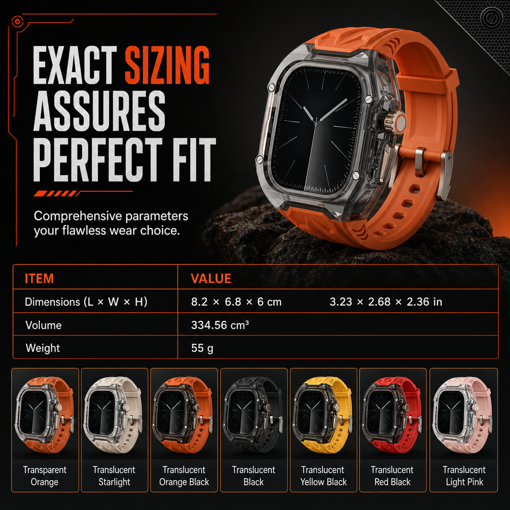 ⌚ LIMITED-TIME 49% OFF! 💥Integrated Smartwatch Band with Protective Case Color Blocking Translucent Sport Strap for 40mm 41mm 42mm 44mm 45mm 46mm 49mm