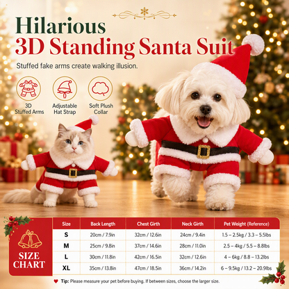 🎄 49% OFF! ✨ Christmas Pet Costume for Dogs & Cats – Hilarious 3D Standing Santa Suit with Integrated Stuffed Hands, Plush Warmth Premium Stitching & Thick Velvet Trim – Lightweight Holiday Outfit for Cats & Dogs – Sizes S-XL 🐾