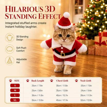 🎄 49% OFF! ✨ Christmas Pet Costume for Dogs & Cats – Hilarious 3D Standing Santa Suit with Integrated Stuffed Hands, Plush Warmth Premium Stitching & Thick Velvet Trim – Lightweight Holiday Outfit for Cats & Dogs – Sizes S-XL 🐾