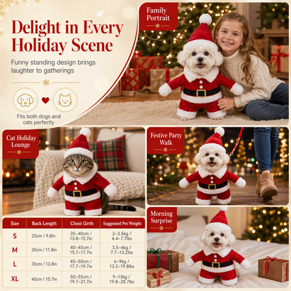 🎄 49% OFF! ✨ Christmas Pet Costume for Dogs & Cats – Hilarious 3D Standing Santa Suit with Integrated Stuffed Hands, Plush Warmth Premium Stitching & Thick Velvet Trim – Lightweight Holiday Outfit for Cats & Dogs – Sizes S-XL 🐾