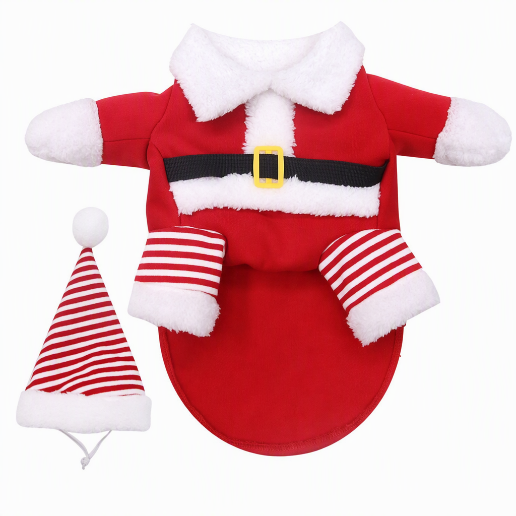 🎄 49% OFF! ✨ Christmas Pet Costume for Dogs & Cats – Hilarious 3D Standing Santa Suit with Integrated Stuffed Hands, Plush Warmth Premium Stitching & Thick Velvet Trim – Lightweight Holiday Outfit for Cats & Dogs – Sizes S-XL 🐾