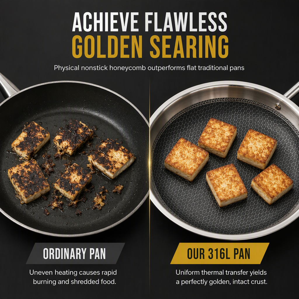 ⏳Time-Limited Special⏰ Thickened Stainless Steel Nonstick Stir Fry Pan with Lid Flat Bottom Cooking Wok with Dual Handles