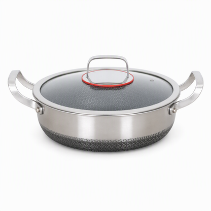 ⏳Time-Limited Special⏰ Thickened Stainless Steel Nonstick Stir Fry Pan with Lid Flat Bottom Cooking Wok with Dual Handles