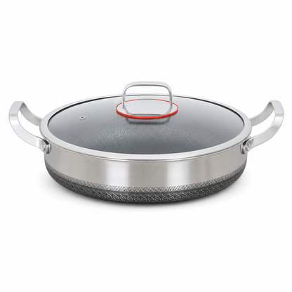 ⏳Time-Limited Special⏰ Thickened Stainless Steel Nonstick Stir Fry Pan with Lid Flat Bottom Cooking Wok with Dual Handles