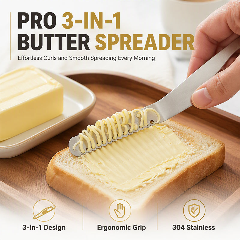🥳HOT SALE💞50K+ SOLD! Professional 304 Stainless Steel 3-in-1 Butter Knife and Spreader