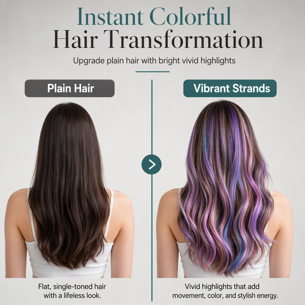 🏆BUY 1 GET 1 FREE🌈Colored Straight Clip-In Hairpieces