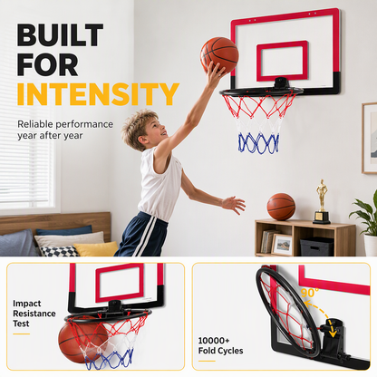 🔥New Arrival! 🏀No-Drill Wall-Mounted Folding Basketball Hoop Toy Set – Turn Any Wall Into a Mini Court, Active Fun for Kids Indoors & Out 🎯