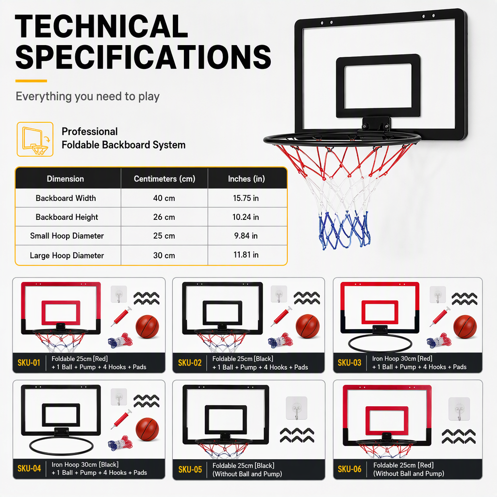 🔥New Arrival! 🏀No-Drill Wall-Mounted Folding Basketball Hoop Toy Set – Turn Any Wall Into a Mini Court, Active Fun for Kids Indoors & Out 🎯