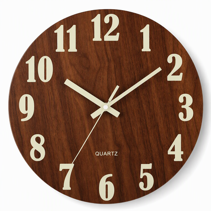 🔥Limited-Time Offer🕰️12-Inch Silent Wooden Wall Clock – Luminous Glow & MDF Wood Grain✨