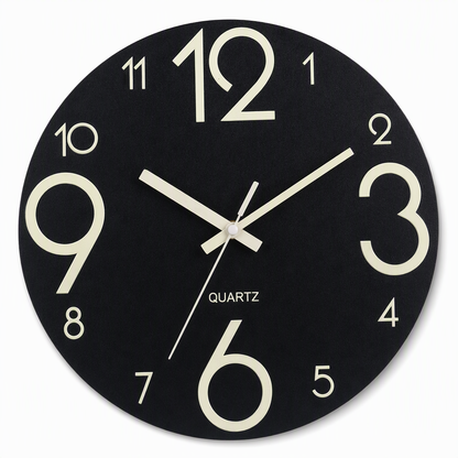 🔥Limited-Time Offer🕰️12-Inch Silent Wooden Wall Clock – Luminous Glow & MDF Wood Grain✨