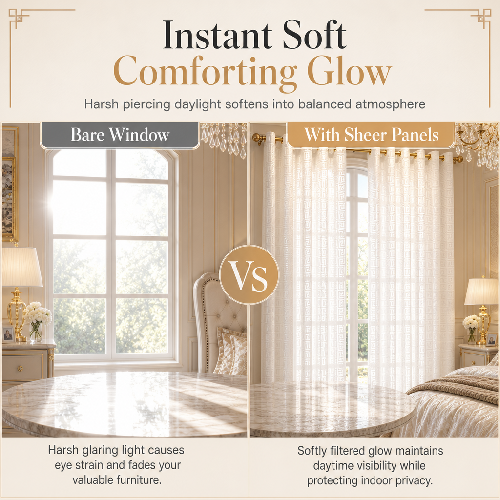 📢📢49% OFF !! ⏰Geometric Jacquard Sheer Curtain Panel for Living Room