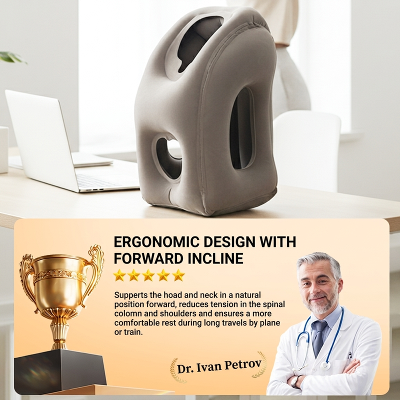 🌬️ Ergonomic Inflatable Travel Pillow ✈️😴 | For Comfortable Sleep in Cars, Planes, or Trains
