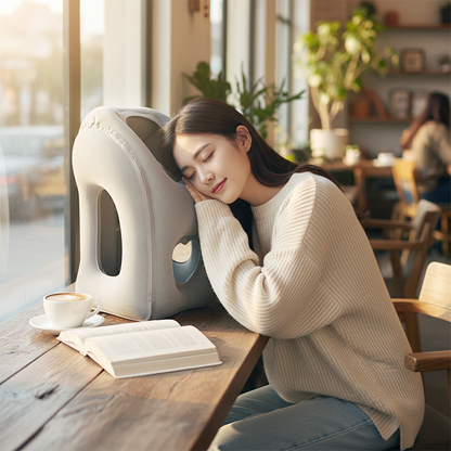 🌬️ Ergonomic Inflatable Travel Pillow ✈️😴 | For Comfortable Sleep in Cars, Planes, or Trains