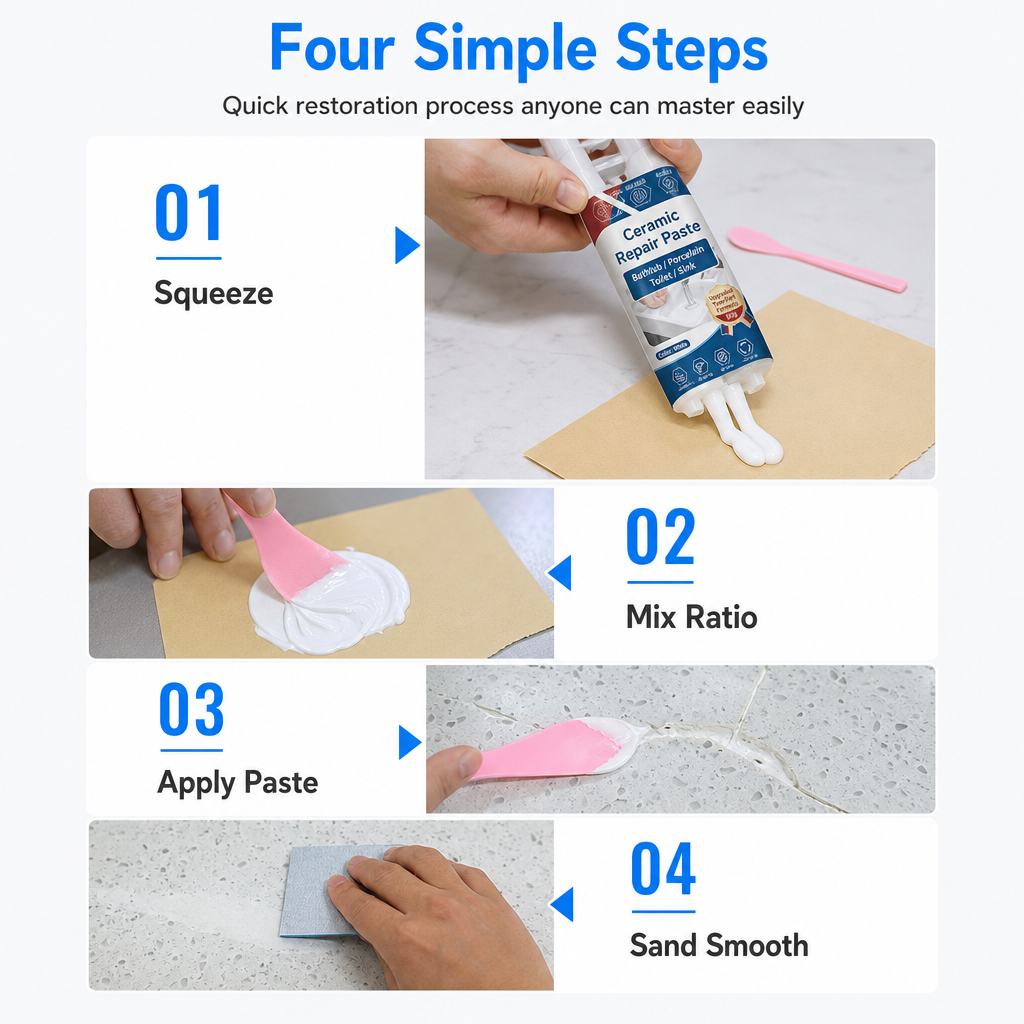 ⏳🔥LIMITED-TIME 49% OFF! 🛠️ Quick-Drying Ceramic Tile Repair Paste – Crack & Chip Filler