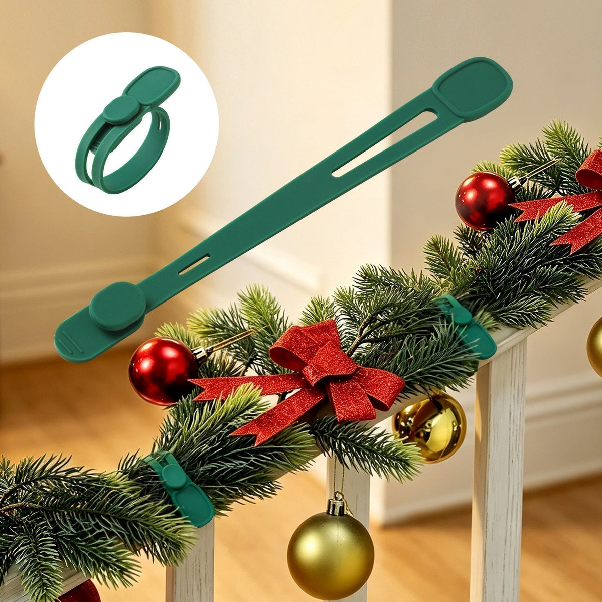 🎄  49% OFF! 🎁 Silicone Christmas Wreath Ties & Traceless Hooks – Reusable, Damage-Free Holiday Decor Hanging Kit ✨