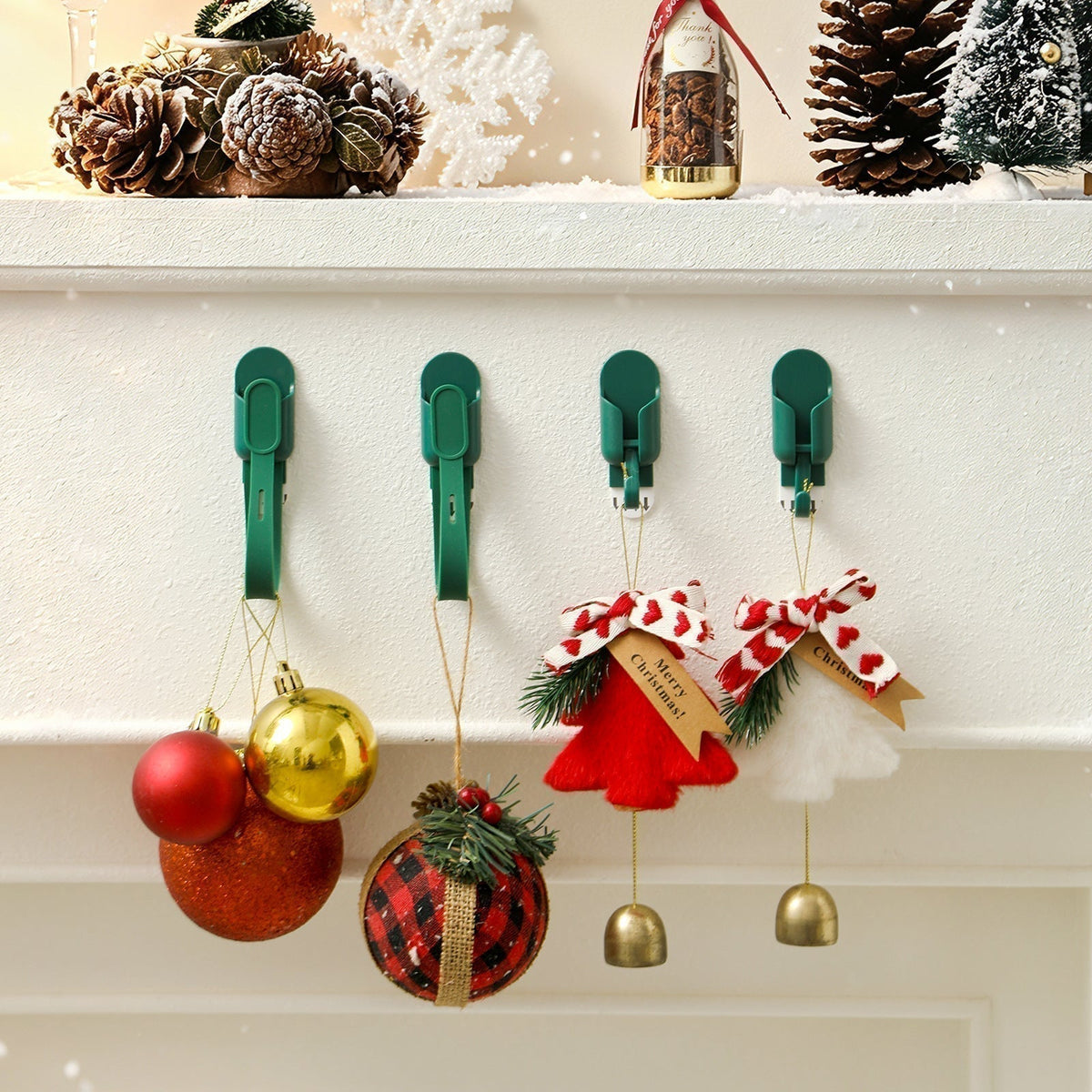 🎄  49% OFF! 🎁 Silicone Christmas Wreath Ties & Traceless Hooks – Reusable, Damage-Free Holiday Decor Hanging Kit ✨
