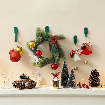 🎄  49% OFF! 🎁 Silicone Christmas Wreath Ties & Traceless Hooks – Reusable, Damage-Free Holiday Decor Hanging Kit ✨