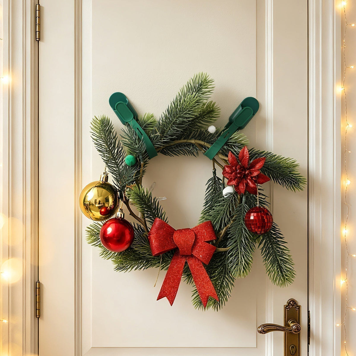 🎄  49% OFF! 🎁 Silicone Christmas Wreath Ties & Traceless Hooks – Reusable, Damage-Free Holiday Decor Hanging Kit ✨