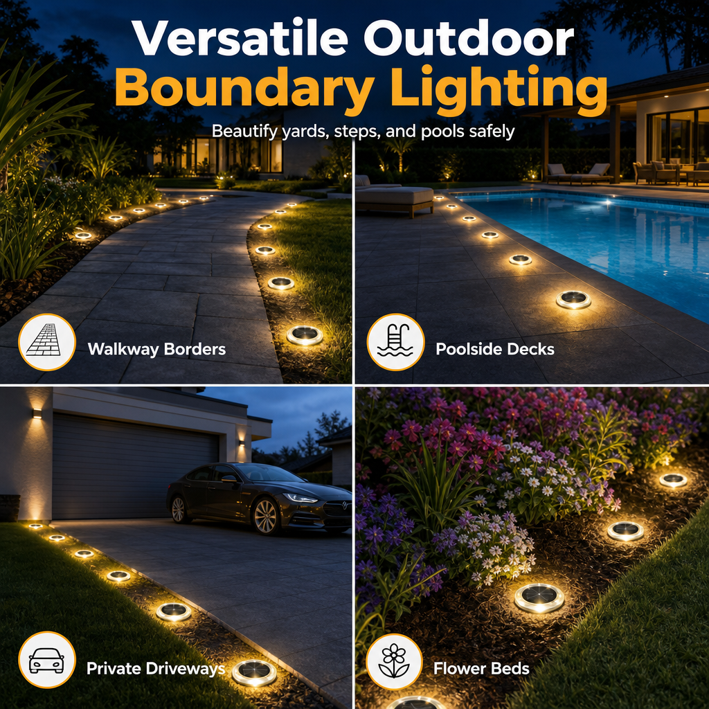 Solar Outdoor In-Ground Lights Stainless Steel Garden Pathway Lawn Lights for Yard Landscape Decoration