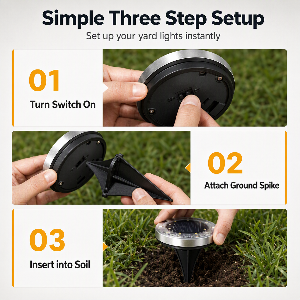 Solar Outdoor In-Ground Lights Stainless Steel Garden Pathway Lawn Lights for Yard Landscape Decoration
