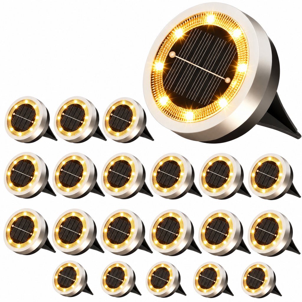Solar Outdoor In-Ground Lights Stainless Steel Garden Pathway Lawn Lights for Yard Landscape Decoration