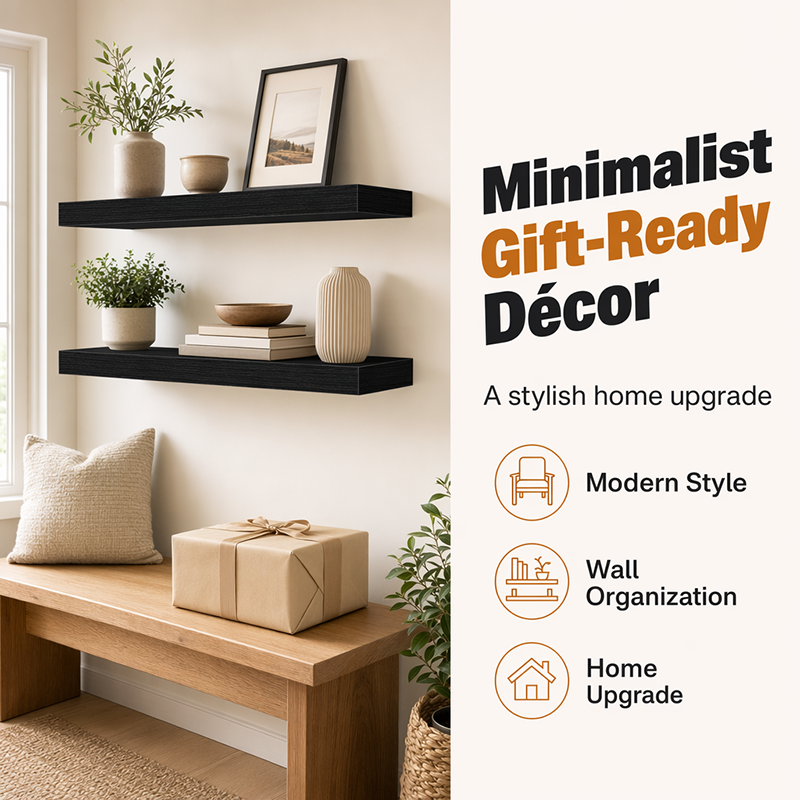 🏆LIMITED TIME 49% OFF🧺Minimalist Wooden Floating Wall Shelves
