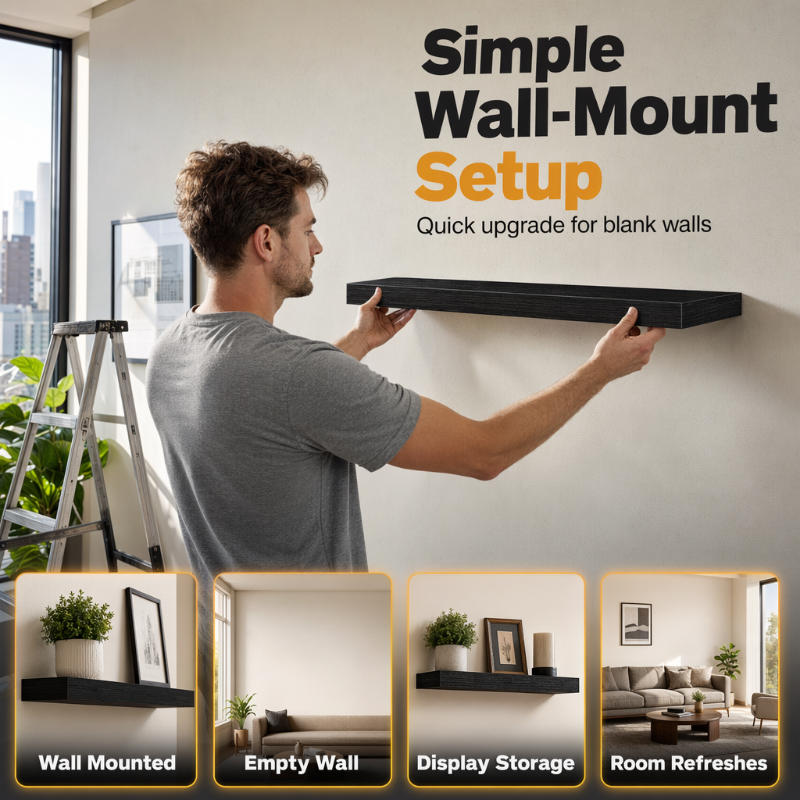 🏆LIMITED TIME 49% OFF🧺Minimalist Wooden Floating Wall Shelves
