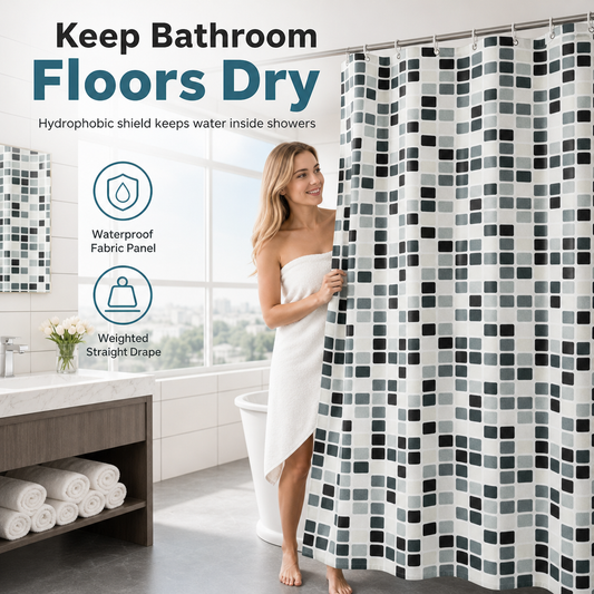 Waterproof Mold Resistant Fabric Shower Curtain for Bathroom Dry and Wet Separation