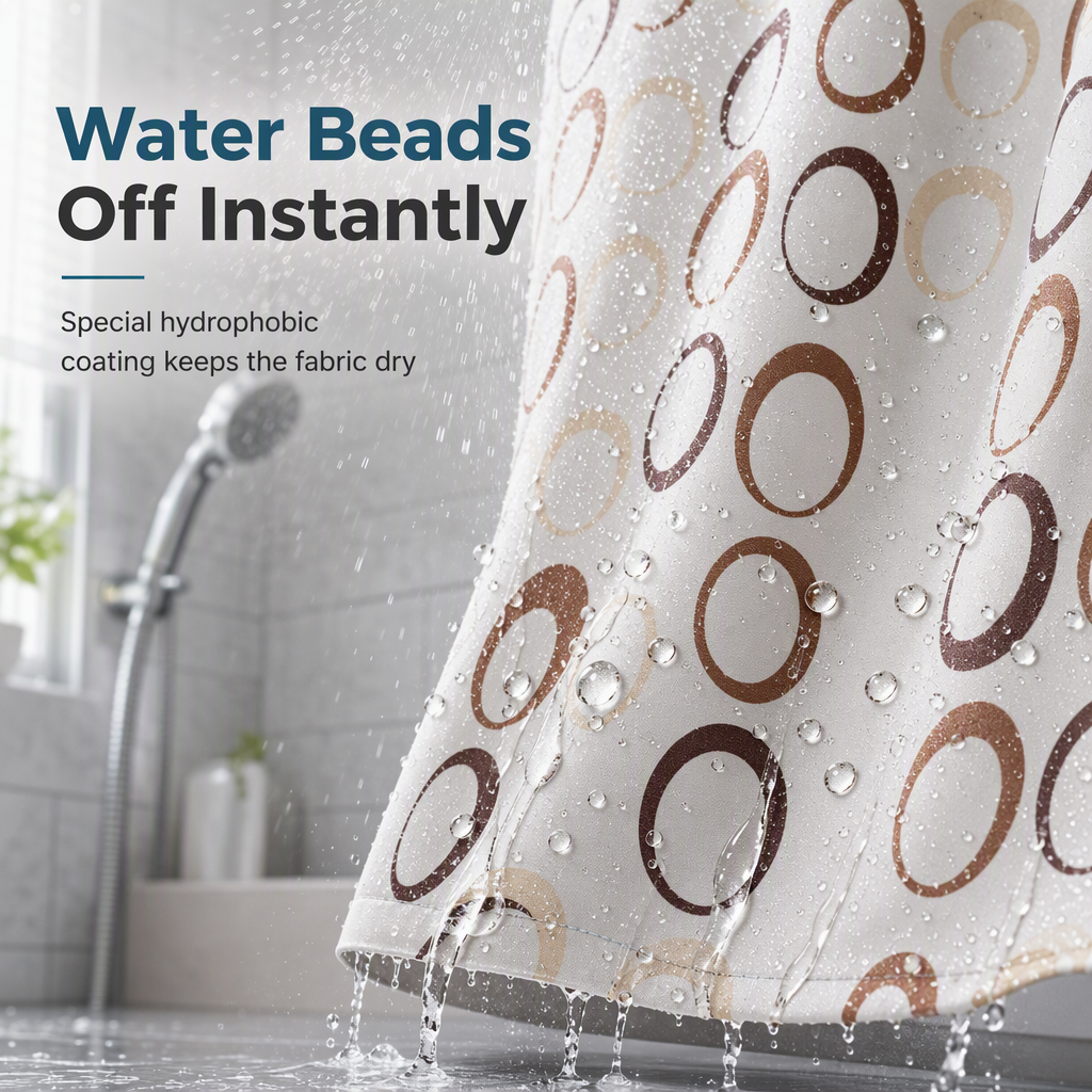 Waterproof Mold Resistant Fabric Shower Curtain for Bathroom Dry and Wet Separation