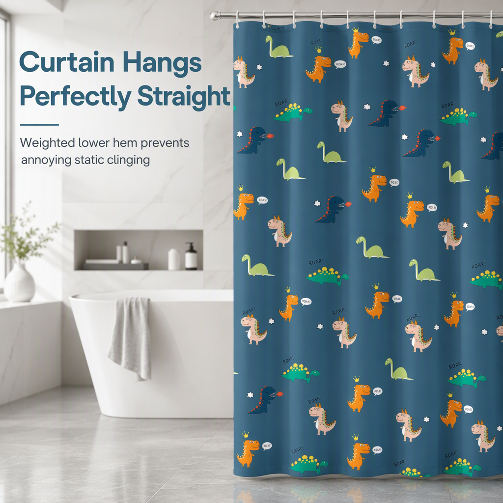 Waterproof Mold Resistant Fabric Shower Curtain for Bathroom Dry and Wet Separation